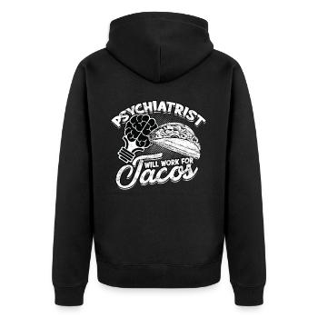psychiater geschenk therapie geschenkidee psycholo - Unisex Premium Bio Zip Hoodie - Schwarz - Hinten - Nico (187cm)