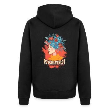 psychiater geschenk therapie geschenkidee psycholo - Unisex Premium Bio Zip Hoodie - Schwarz - Hinten - Nico (187cm)