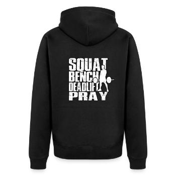 Deadlift Fitlochness Deadlift Gym - Unisex Premium Organic Zip Hoodie - black - Back - Nico (187cm)