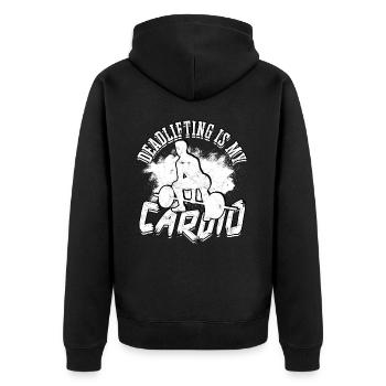 Deadlift Fitlochness Deadlift Gym - Unisex Premium Organic Zip Hoodie - black - Back - Nico (187cm)