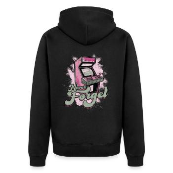 Retro Gamer Video Games Arcade Gaming Pinball Game - Unisex Premium Organic Zip Hoodie - black - Back - Nico (187cm)