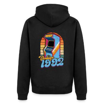 Retro Gamer Video Games Arcade Gaming Pinball Spike - Unisex Premium Organic Zip Hoodie - black - Back - Nico (187cm)