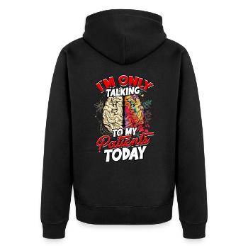 psychiater geschenk therapie geschenkidee psycholo - Unisex Premium Bio Zip Hoodie - Schwarz - Hinten - Nico (187cm)