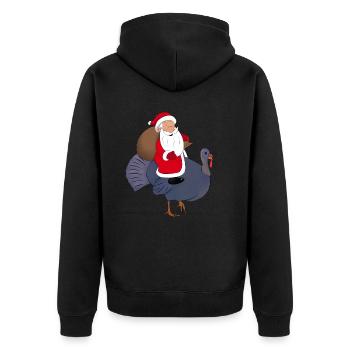 Le Père Noël chevauche une dinde Joyeux Noël - Veste à capuche bio Premium Unisexe - noir - Dos - Nico (187cm)