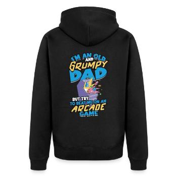 Retro Gamer Video Games Arcade Gaming Pinball Spike - Unisex Premium Organic Zip Hoodie - black - Back - Nico (187cm)