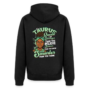 Schwarzer Stierkönigin April Zodiac Astrology - Unisex Premium Bio Zip Hoodie - Schwarz - Hinten - Nico (187cm)