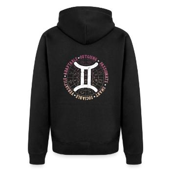 Gemini Nutrition Valeurs Vierges Can Astrologie du zodiaque - Veste à capuche bio Premium Unisexe - noir - Dos - Nico (187cm)