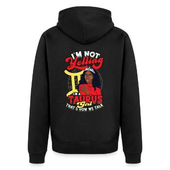 Schwarzer Stierkönigin April Zodiac Astrology - Unisex Premium Bio Zip Hoodie - Schwarz - Hinten - Nico (187cm)