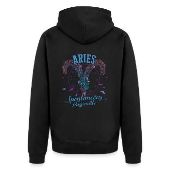 Aries Queen March April Zodiac Astrology Aries - Unisex Premium Organic Zip Hoodie - black - Back - Nico (187cm)