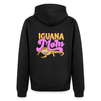 Iguanische Reptil - Unisex Premium Bio Zip Hoodie - Schwarz - Hinten - Nico (187cm)