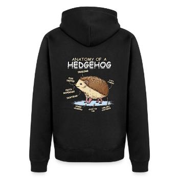 Igelbesitzer Hedgehogs Liebhaber niedlicher Tier - Unisex Premium Bio Zip Hoodie - Schwarz - Hinten - Nico (187cm)