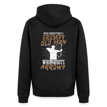 Archery Arrow Hunter Bow Hunting Archer - Unisex Premium Organic Zip Hoodie - black - Back - Nico (187cm)