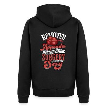 Anhang Operation Appendektomie Entfernung - Unisex Premium Bio Zip Hoodie - Schwarz - Hinten - Nico (187cm)