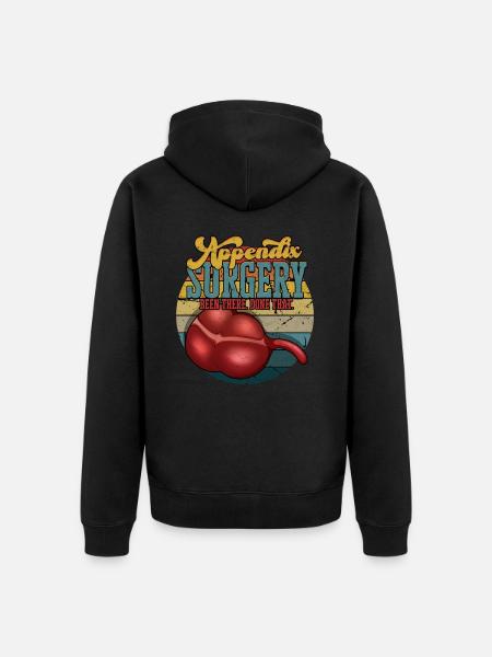 Appendix Operation Appendectomy Removal - Unisex Premium Organic Zip Hoodie - black