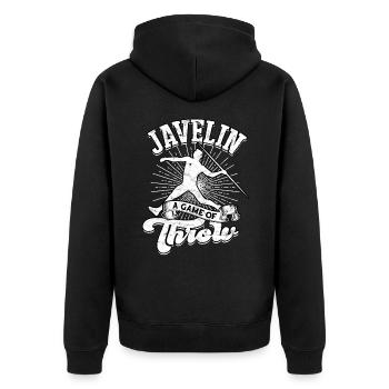 Speer wirft Leichtathletikwerke - Unisex Premium Bio Zip Hoodie - Schwarz - Hinten - Nico (187cm)
