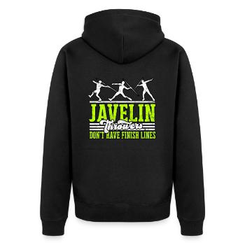 Speer wirft Leichtathletikwerke - Unisex Premium Bio Zip Hoodie - Schwarz - Hinten - Nico (187cm)