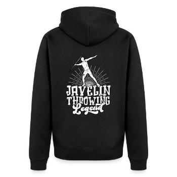 Speer werfen Legende Legend Leichtathletikanwerfer - Unisex Premium Bio Zip Hoodie - Schwarz - Hinten - Nico (187cm)