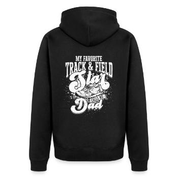 Leichtathletik -Vater -Läufer Athelitcs Vater - Unisex Premium Bio Zip Hoodie - Schwarz - Hinten - Nico (187cm)