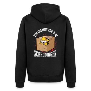 Schrodinger's cat living quantum physics - Unisex Premium Organic Zip Hoodie - black - Back - Nico (187cm)