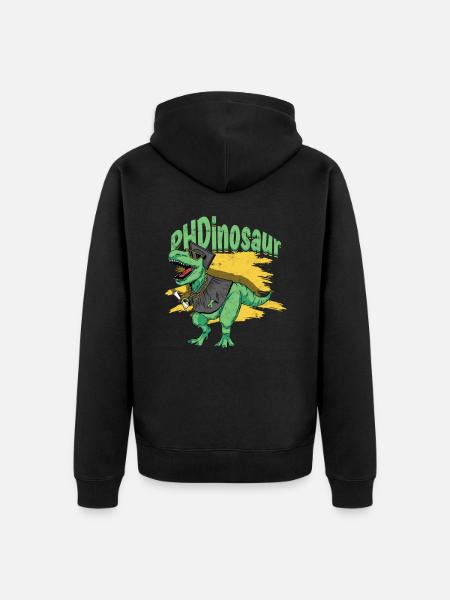 Dottorando PhD - Filosofia dei dinosauri PhD - Felpa con cappuccio ecologica premium unisex - nero