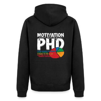 Motivation for the doctoral thesis on the doctoral title - Unisex Premium Organic Zip Hoodie - black - Back - Nico (187cm)