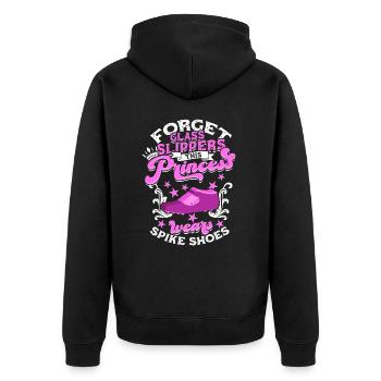 Prinzessin trägt Spike Shoes Track and Field - Unisex Premium Bio Zip Hoodie - Schwarz - Hinten - Nico (187cm)