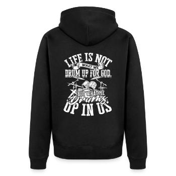 Drummer Jesus Cross Drummer Drummer - Unisex Premium Organic Zip Hoodie - black - Back - Nico (187cm)