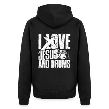Drummer Jesus Cross Drummer Drummer - Unisex Premium Organic Zip Hoodie - black - Back - Nico (187cm)