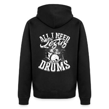 Drummer Jesus Cross Drummer Drummer - Unisex Premium Organic Zip Hoodie - black - Back - Nico (187cm)