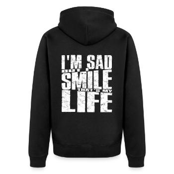 depression depressive sad gift idea unfortunate - Unisex Premium Organic Zip Hoodie - black - Back - Nico (187cm)
