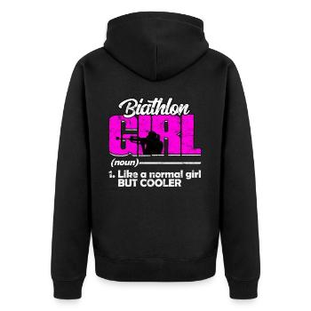 Biathlon Sport Winter Sports Ski Gift Quote Lan - Unisex Premium Organic Zip Hoodie - black - Back - Nico (187cm)