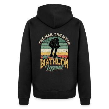 Biathlon Sport Winter Sports Ski Gift Quote Lan - Unisex Premium Organic Zip Hoodie - black - Back - Nico (187cm)