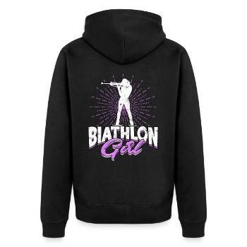 Biathlon Sport Winter Sports Ski Gift Quote Lan - Unisex Premium Organic Zip Hoodie - black - Back - Nico (187cm)