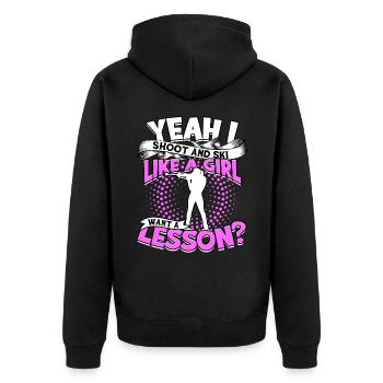Biathlon Sport Winter Sports Ski Gift Quote Lan - Unisex Premium Organic Zip Hoodie - black - Back - Nico (187cm)
