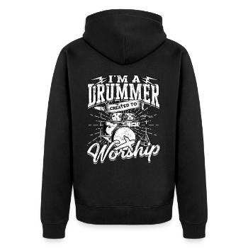 Drummer Jesus Cross Drummer Drummer - Unisex Premium Organic Zip Hoodie - black - Back - Nico (187cm)