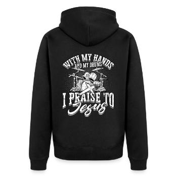 Drummer Jesus Cross Drummer Drummer - Unisex Premium Organic Zip Hoodie - black - Back - Nico (187cm)
