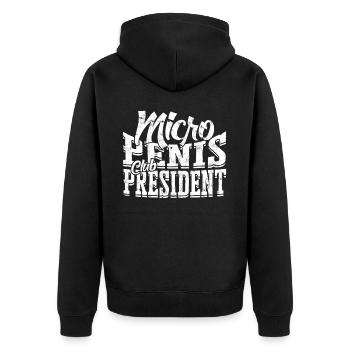 Mikropenis Kleiner Penis Sex Schwanz Club Micro - Unisex Premium Bio Zip Hoodie - Schwarz - Hinten - Nico (187cm)