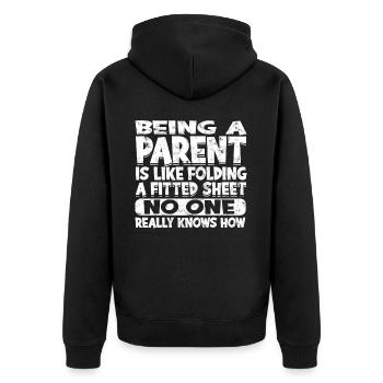 eltern geschenk mutter geschenkidee vater familie - Unisex Premium Bio Zip Hoodie - Schwarz - Hinten - Nico (187cm)