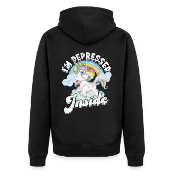 depression depressive sad gift idea unfortunate - Unisex Premium Organic Zip Hoodie - black - Back - Nico (187cm)