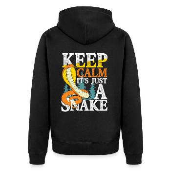 Keep Calm It's Just A Snake - Unisex Premium Bio Zip Hoodie - Schwarz - Hinten - Nico (187cm)