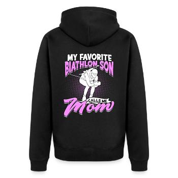 biathlon sport winter sports ski gift saying lan - Unisex Premium Organic Zip Hoodie - black - Back - Nico (187cm)