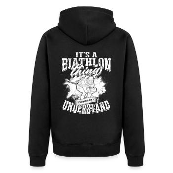 Biathlon Sport Winter Sports Ski Gift Quote Lan - Unisex Premium Organic Zip Hoodie - black - Back - Nico (187cm)