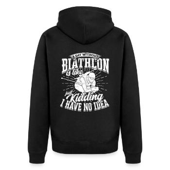 Biathlon Sport Winter Sports Ski Gift Quote Lan - Unisex Premium Organic Zip Hoodie - black - Back - Nico (187cm)