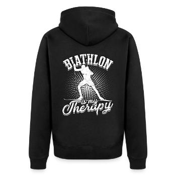 biathlon sport winter sports ski gift saying lan - Unisex Premium Organic Zip Hoodie - black - Back - Nico (187cm)