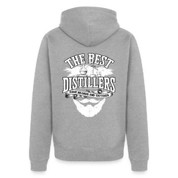 schnaps whiskey brennen schnapsbrenner geschenkide - Unisex Premium Bio Zip Hoodie - Grau meliert - Hinten - Nico (187cm)