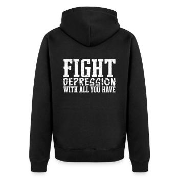 depression depressive sad idea unglückl - Unisex Premium Organic Zip Hoodie - black - Back - Nico (187cm)