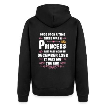 Il était une fois une princesse. Décembre 1958 Gebur - Veste à capuche bio Premium Unisexe - noir - Dos - Nico (187cm)