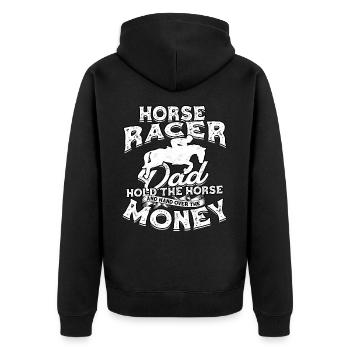 pferderennen pferd reiten pferde reiter geschenk g - Unisex Premium Bio Zip Hoodie - Schwarz - Hinten - Nico (187cm)