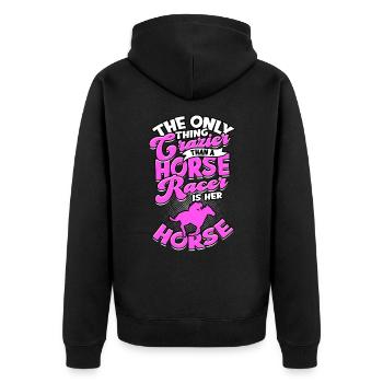 pferderennen pferd reiten pferde reiter geschenk g - Unisex Premium Bio Zip Hoodie - Schwarz - Hinten - Nico (187cm)
