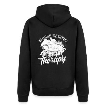 pferderennen pferd reiten pferde reiter geschenk g - Unisex Premium Bio Zip Hoodie - Schwarz - Hinten - Nico (187cm)
